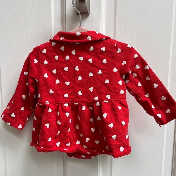 Carter’s 9M Red and White Heart Collared Girls Peacoat Jacket - Picture 3 of 4